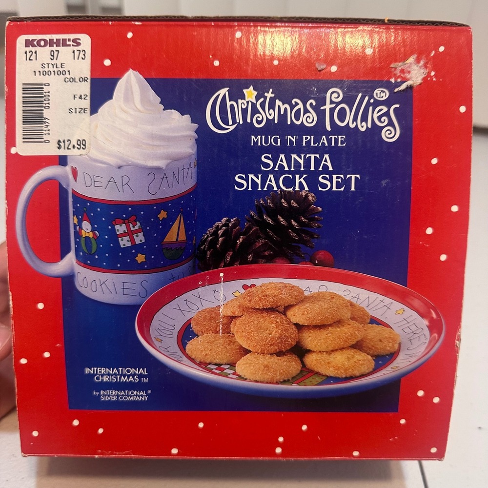 Vintage International Christmas Snack Set Red Mug Plate Santa Cookies Kohls